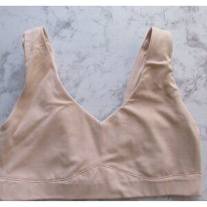 Delimira Bralette Bra Beige Tan L Back Closure Wire Free Wireless 2374